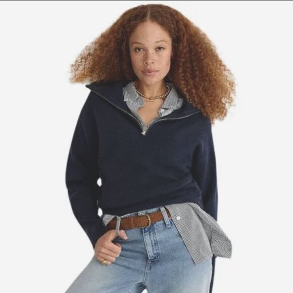 J. Crew Half Zip Stretch Merino Wool Sweater in Heather Charcoal NWT! size Large - Picture 13 of 13